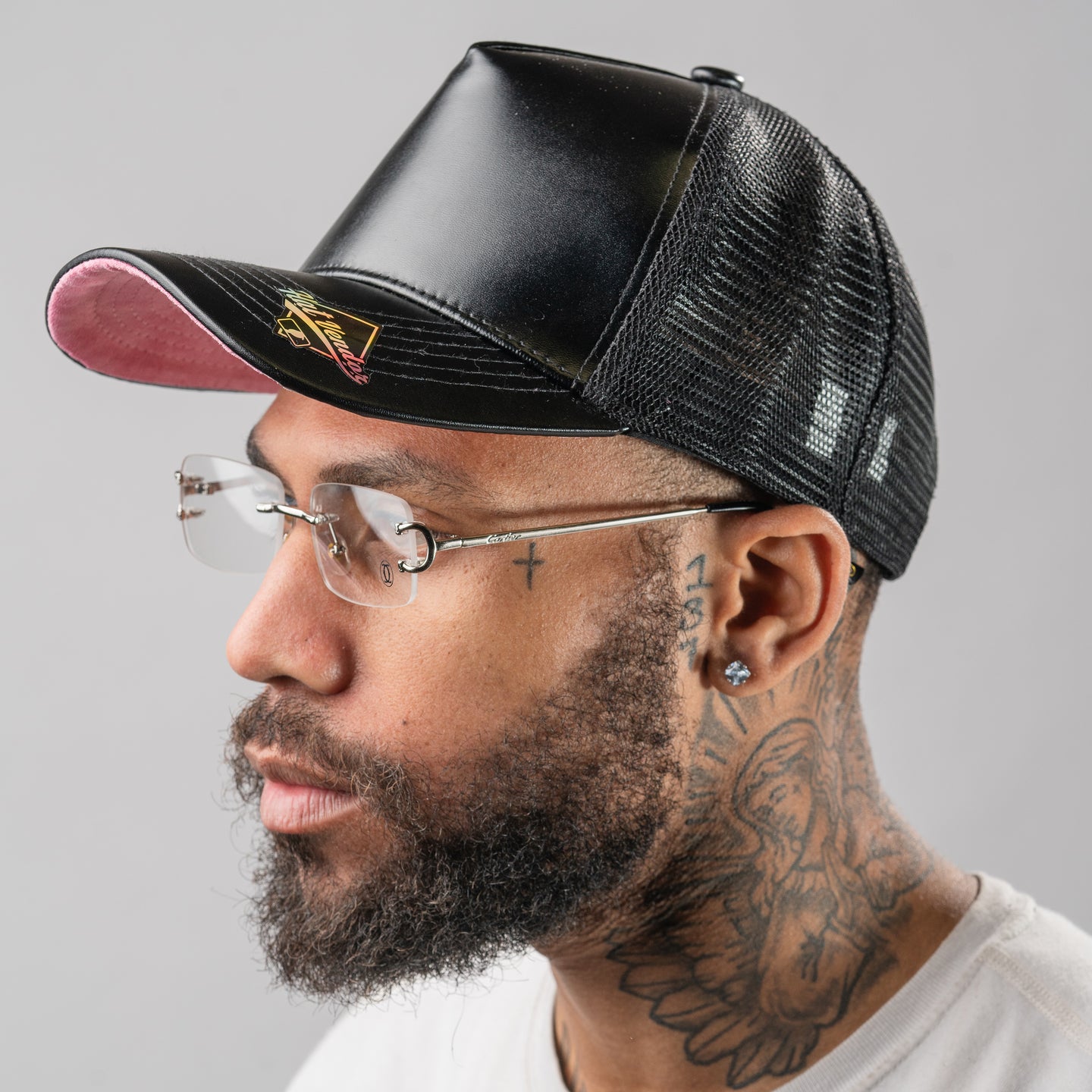 Pu Leather Suede Bottom Trucker Hat