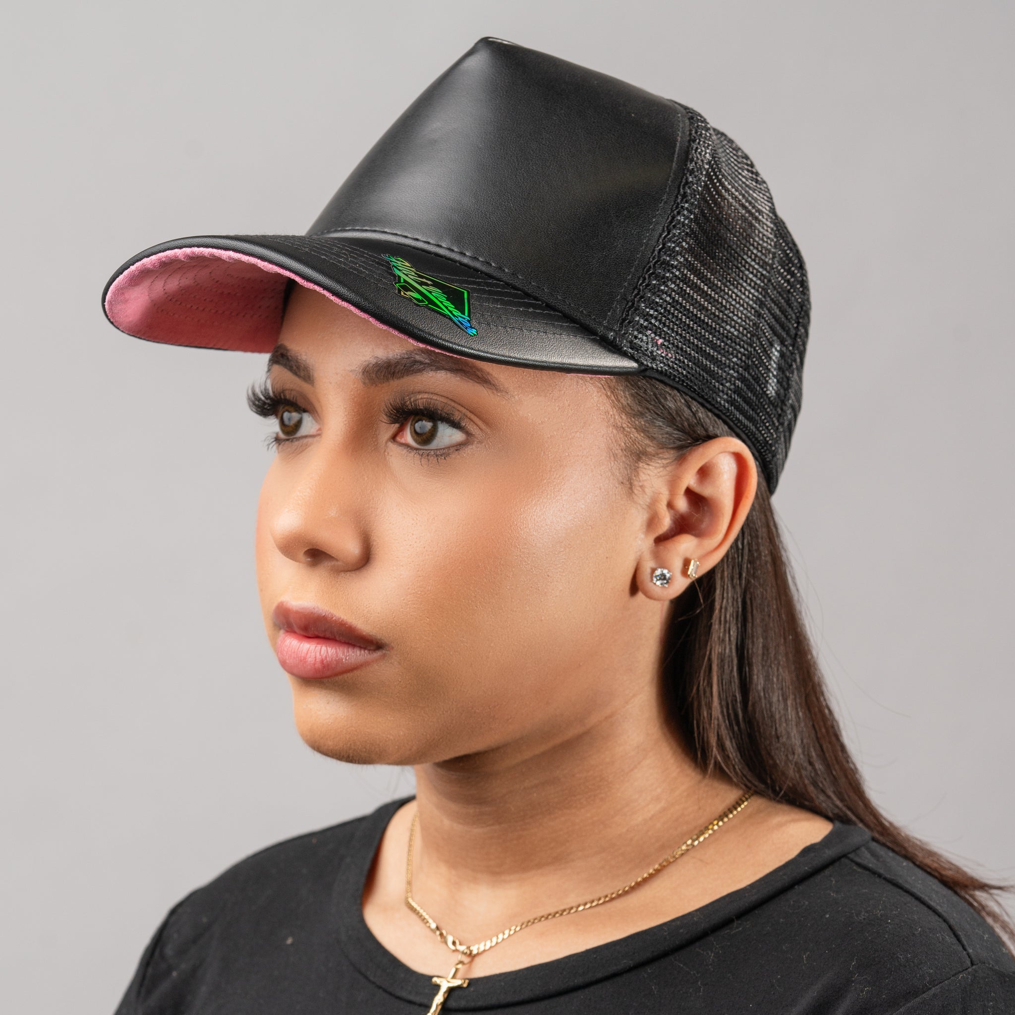 Pu Leather Suede Bottom Trucker Hat