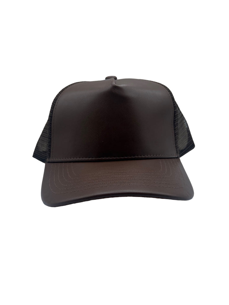 Pu Leather Suede Bottom Trucker - Brown