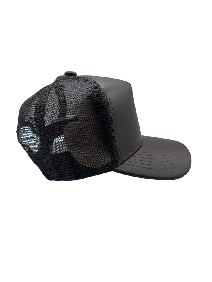 Pu Leather Suede Bottom Trucker - Brown