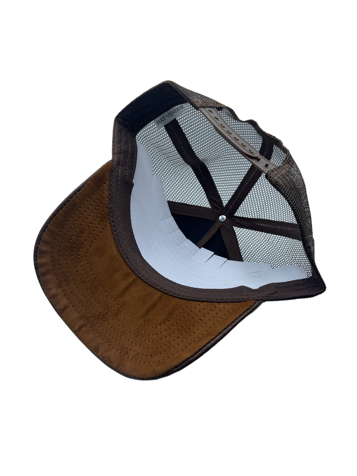 Hat Bottom View Pu Leather Suede Bottom Trucker Hat – hatvendor