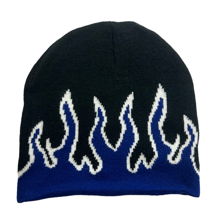 Y2K Flames Beanie - Royal Blue/Black