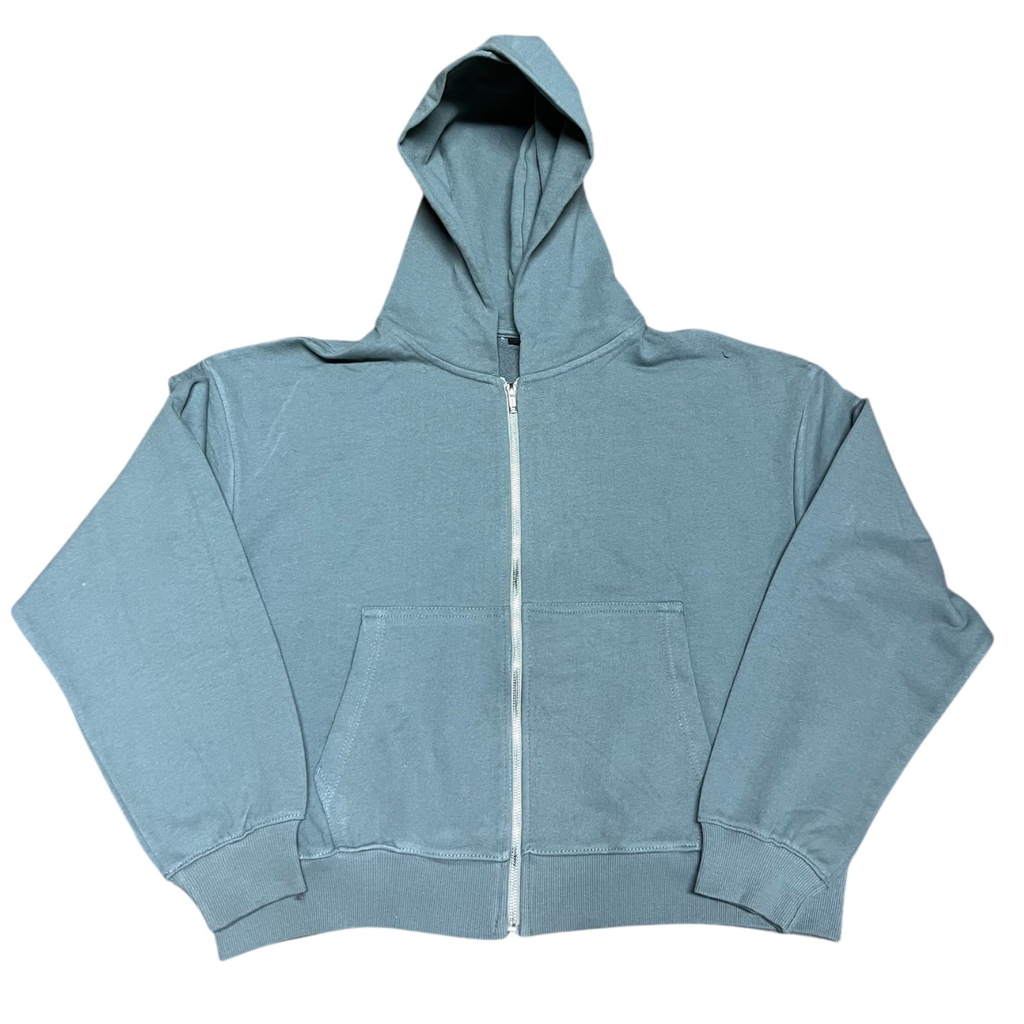 Grey Crop Zipper Hoodie