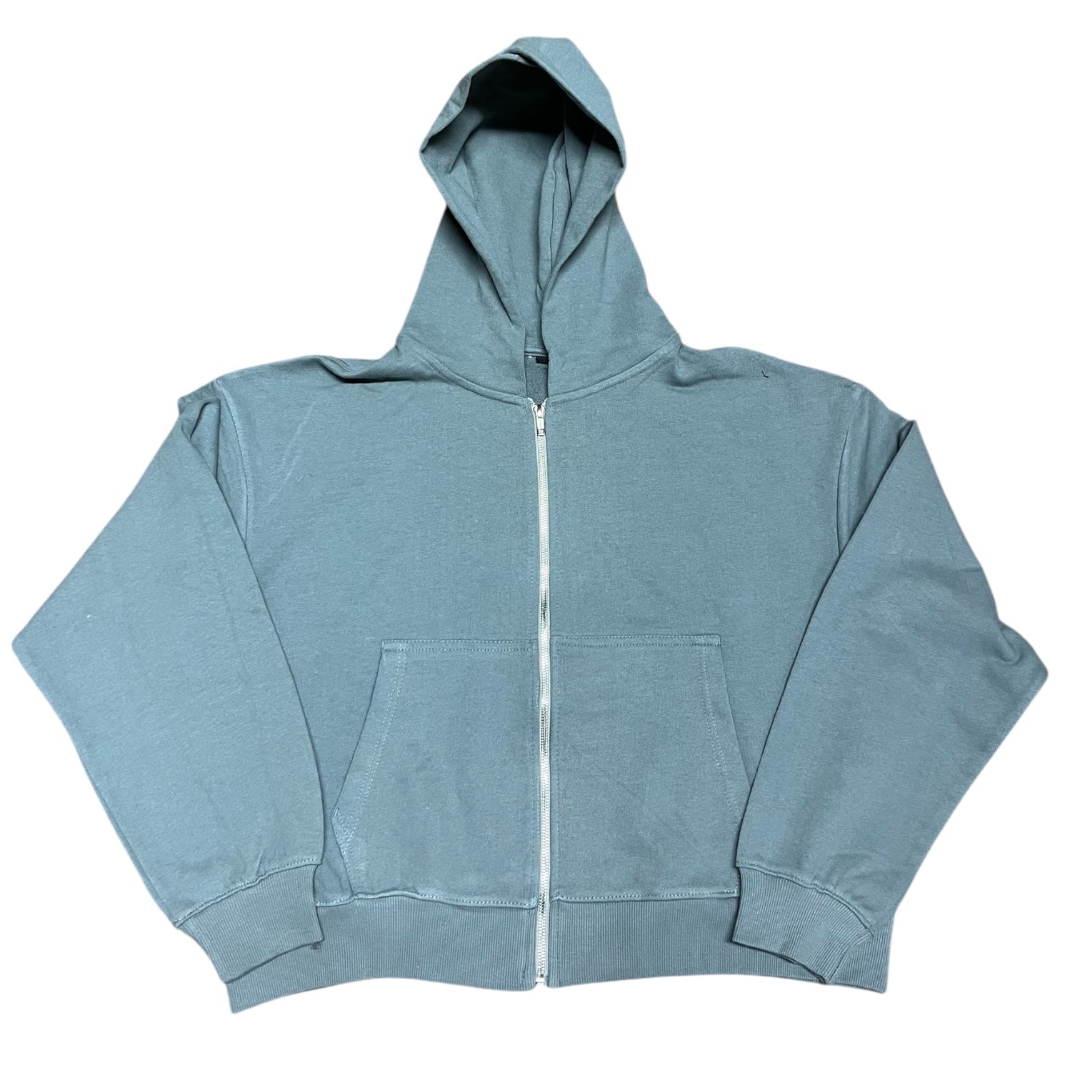 Grey Crop Zipper Hoodie