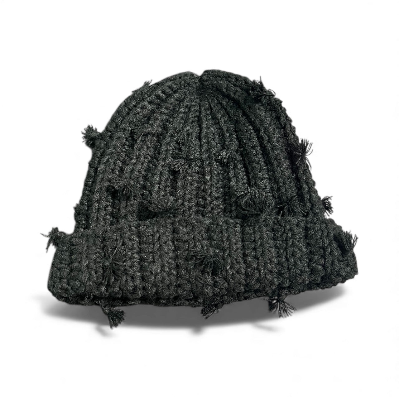 Hand Tied Black Beanie