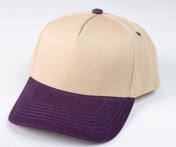 Khaki/Purple K-frame golfer baseball hats