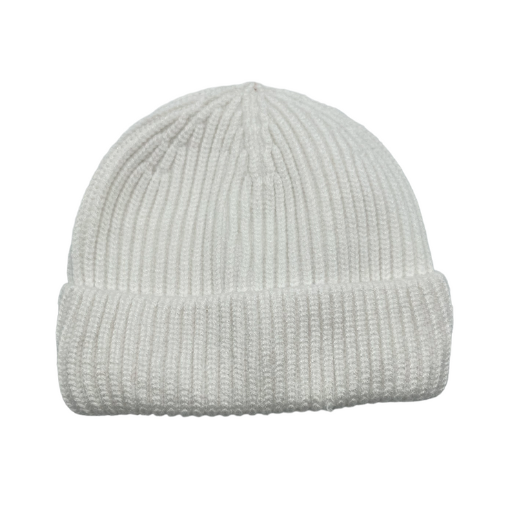 Fisherman ribbed beanie - White